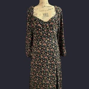 Forever 21 Black Floral Long Sleeve Dress